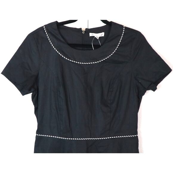 NWT DE Collection Black COTTON Dress Fit and Flare Short Sleeve Classic Medium - Picture 2 of 8